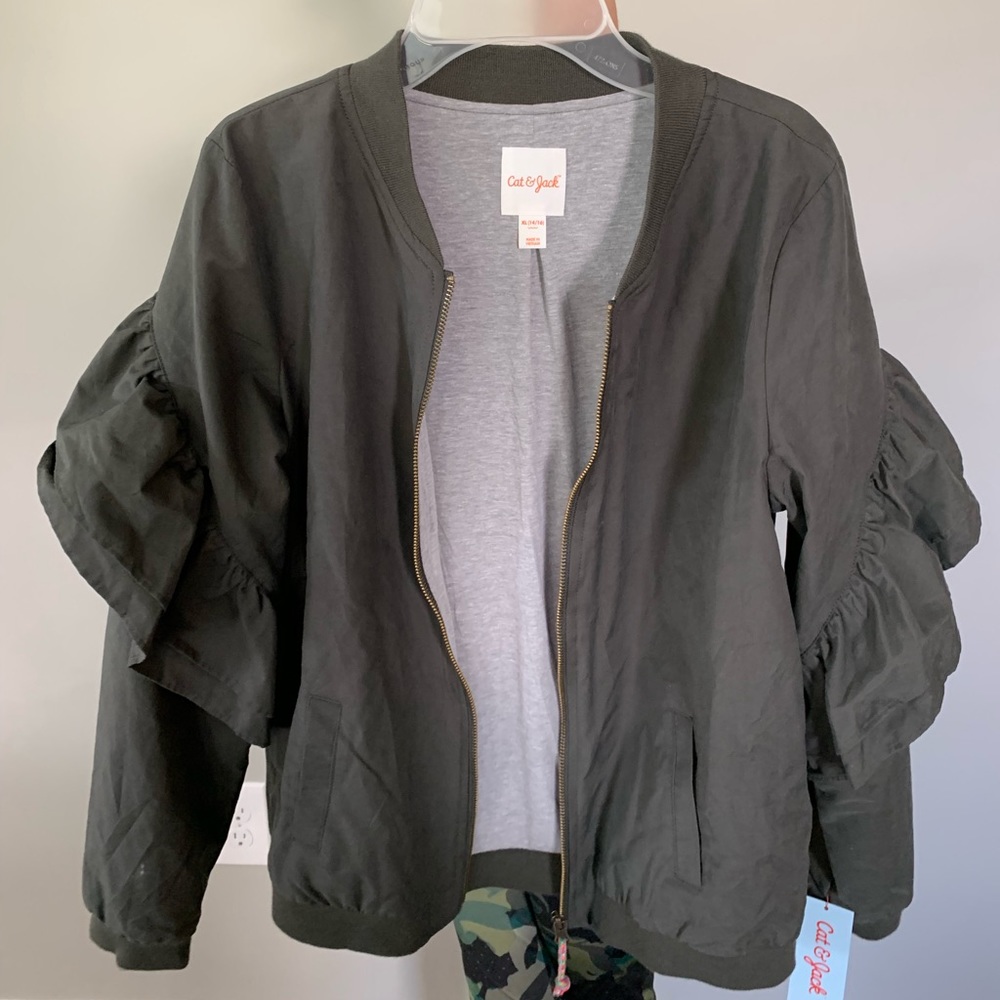 NWT Grey Girls XL (14/16) Bomber Jacket